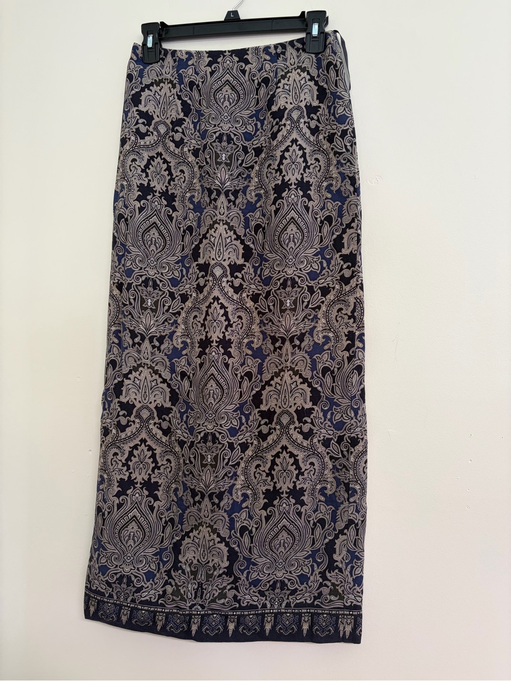 Talbots Navy Damask Maxi Skirt